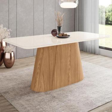 Imagem de Mesa de Jantar 6 Lugares 180cm com Vidro Valt Nature/Off H02 - Mpozena
