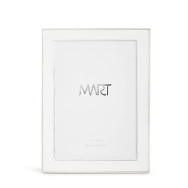 Imagem de Porta retrato em metal Branco com Filete Prateado  10 x 15 cm - Mart