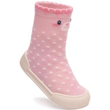 Imagem de Meia Sola Antiderrapante Infantil Ursinha Rosa Pimpolho -, Ursinha ros