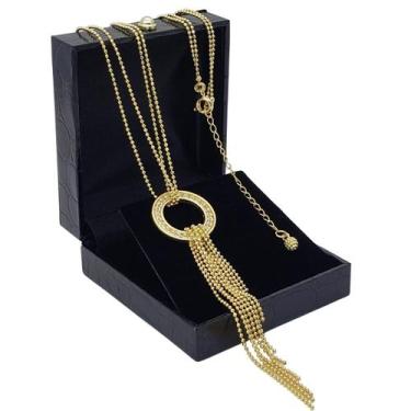 Imagem de Colar Franja Cravejado De  Zirconias Banho De Ouro 18k 2286 - Très Chi