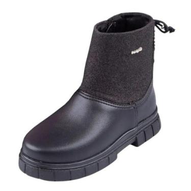 Imagem de Bota Infantil Menina Glitter Amarração Estilo Lucky Pampili, Preto, 29