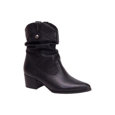 Imagem de Bota cano medio texana western femenina couro preto bottero  , Preto, 