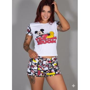 Imagem de Conjunto Pijama Feminino Blusinha Shorts Baby Dool Desenho Animado Div