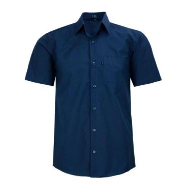 Imagem de Camisa Social LBL Masculina Manga Curta Com Bolso Plus Size Tamanho P 
