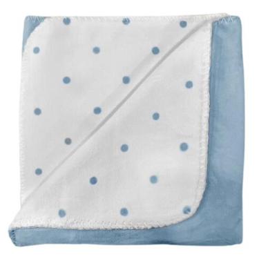 Imagem de Manta Infantil Dupla Face Velvet Poá Branca Cinza 75x100 cm - Ateliê A