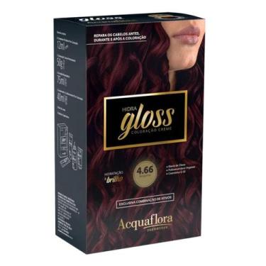 Imagem de Coloração Creme Acquaflora Kit Hidra Gloss 4.66 Borgonha