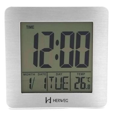 Imagem de Relógio Despertador HERWEG digital branco quadrado 2985-021