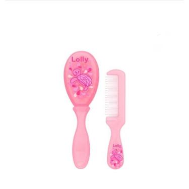 Imagem de Kit escova + pente bebe rosa lolly