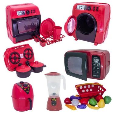 Imagem de Brinquedo Chefe Cozinha Mercadinho Fogão Roupa Louça 26pç - CLICKCOMPR