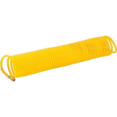 Imagem de Mangueira Tubo Espiral para Ar Comprimido Poliuretano Amarelo 10M Conector 1-4 NPT Macho Vonder