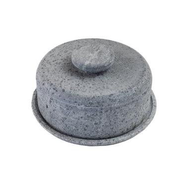 Imagem de Boleira e Queijeira Gourmet AF1011INDSJ Servir Alimentos Pedra de Sabão Tampa Antiaderente Amadeirado Industria São Jose