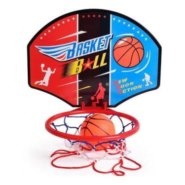 Imagem de Kit Mini Tabela Basquete Cesta Bola E Bomba Nba Parede Brinquedo Infan