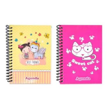 Imagem de Kit C/ 4 Agenda Permanente 128 FL Espiral Estampas Sortidas - Star Col
