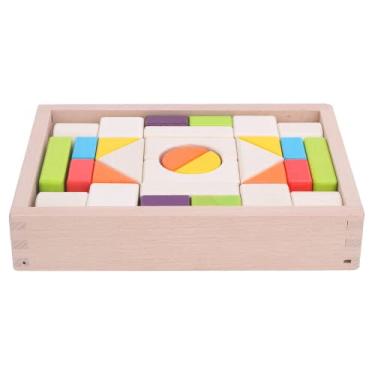 Imagem de Blocos de construção de brinquedo, 30 unidades Blocos de madeira empilhando tijolos para melhorar a comunicação da família para a aprendizagem precoce