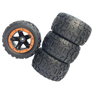 Imagem de 4 peças de carro rc 1/16 1/12 1/14 veículo escalada de caminhão peças de reposição roda para 144001 124016 do, Laranja preto