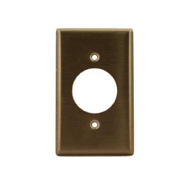 Imagem de Leviton 84020-40 Placa de parede de receptáculo de 1,60 cm de diâmetro. Tamanho padrão, suporte de dispositivo, aço inoxidável