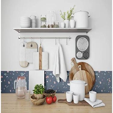 Imagem de Papel De Parede Adesivo Azulejo Artístico Azul 2,80m