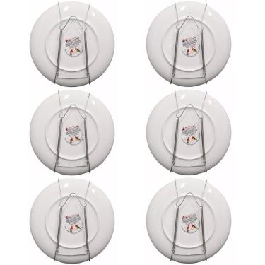 Imagem de Kit 6 Suportes Mola Aramado Pendurar Pratos Até 30cm Parede