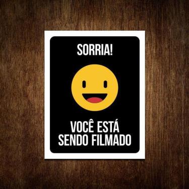 Imagem de Placa Sinalização Sorria Você Está Sendo Filmado Atenção