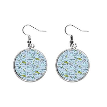 Imagem de Brinco feminino de cogumelo com flor de chuva e chuva com pingente de orelha prata