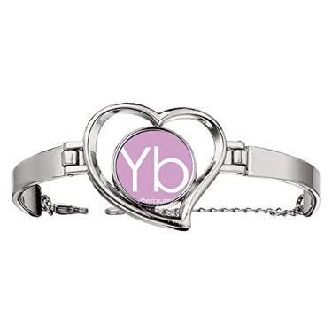 Imagem de N/A N/A Bracelete Chestry Elements Tabela Período Lanthanide Ytterbium Yb Pulseira de Arame Joia Coração, medium, metal