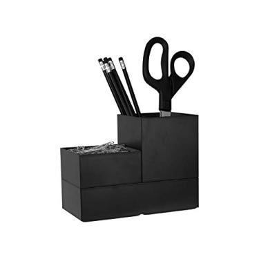 Imagem de Bostitch Organizador de mesa de escritório Konnect bandeja de acessórios e conjunto de copo de armazenamento, pilhas para armazenamento de mesa, preto