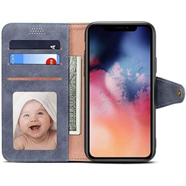 Imagem de HAODEE Capa flip para Apple iPhone 11 (2019) 6,1 polegadas, concha imitação de couro à prova de choque capa de telefone concha com 3 slots de cartão (cor: cinza)