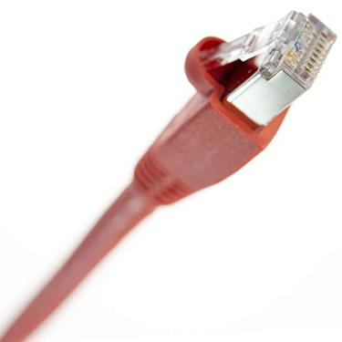 Imagem de NTW Cabo Ethernet Cat6 blindado, conector RJ45, vermelho, cabo de fio LAN de Internet para roteador de modem, PC, Mac, laptop, PS2, PS3, PS4, Xbox 360, painel de patch mais rápido do que Cat5 Cat5e (345-S6-025RD)