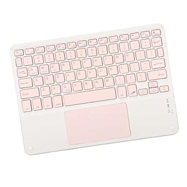 Imagem de Teclado com touchpad sem fio, teclado sem fio portátil e leve de digitação rápida Teclado quadrado rosa para escritório para smartphones