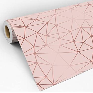 Papel De Parede Geométrico Decor Fio Rose Gold