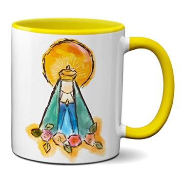 Imagem de Caneca Padroeira Nossa Senhora Aparecida Rogai Por Nós (Amarela)