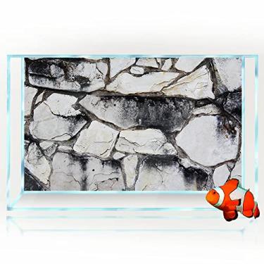 Imagem de Fundo de aquário 3D Mármores Decorativos Rochas HD Impressão Papel de Parede Tanque de Peixes Répteis Habitat Decorações de Fundo PVC Paisagem Poster Adesivo (11,8x15,7(30x40cm))