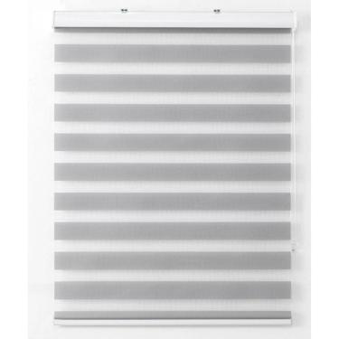 Imagem de Persiana Rolo Duplo Zebra Com Bandô Cinza 120 cm (Largura) x 160 cm (Altura) Cortina Double Vision