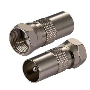 Imagem de POBADY TV Antena Cabo Coaxial Adaptador F Tipo Macho para TV Macho Adaptador DVB-T T2 Sintonizador de TV Adaptador de Antena HD TV para TV Ariel BK LED 4K 3D UHD TV (2 pcs)