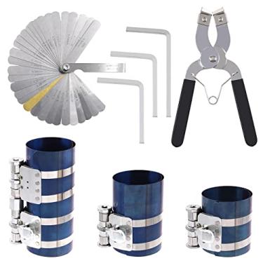 Imagem de Tanstic Conjunto de 8 peças de ferramentas compressor de anel de pistão e calibre de calibre de calibre de calibre de calibre de calibre de pistão de 7,6 cm 10,1 cm 15,2 cm com chave e alicates de anel de pistão