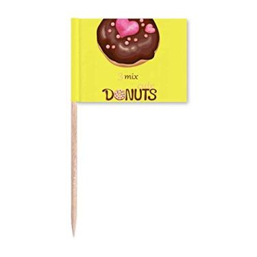 Imagem de Coração chocolate donut sobremesa comida doce palito bandeira marcador topo decoração festa