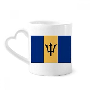 Imagem de Caneca de café cerâmica com bandeira nacional de Barbados América do Norte copo de coração de vidro