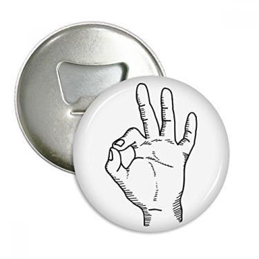 Imagem de Desenho de linha OK padrão de gestos abridor de garrafas ímã de geladeira emblema multifuncional