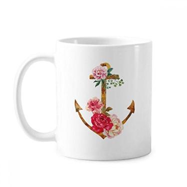 Imagem de Aquarela rosa âncora flor planta caneca cerâmica cerâmica xícara de porcelana café louça