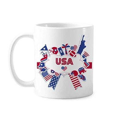Imagem de Caneca de cerâmica para celebração do Dia da Independência com bandeira dos EUA em cerâmica para café e porcelana