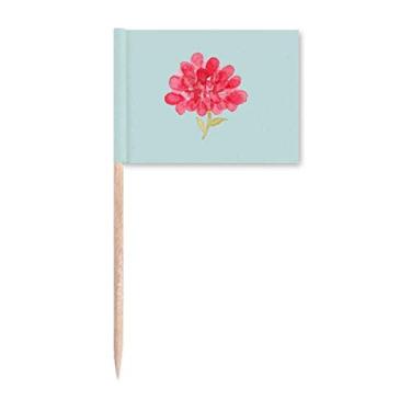 Imagem de Aquarela de flor de pêssego desenho animado bandeiras de palito de dente marcador decoração de festa