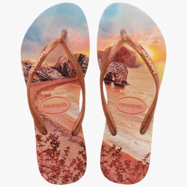 Imagem de Chinelo Havaianas Slim Paisage 11/2021 Bege Palha/Lja