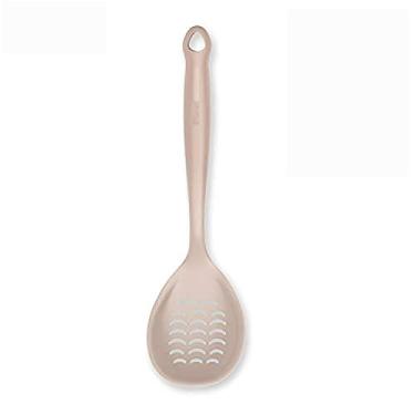 Imagem de Liflicon Silicone Slotted Skimmer Spatula with Overall Silicone Cover, Non-Stick Strainer Scoop Colander, Heat-Resistant and Dishwasher Safe 14.7''- Dark Ivory White