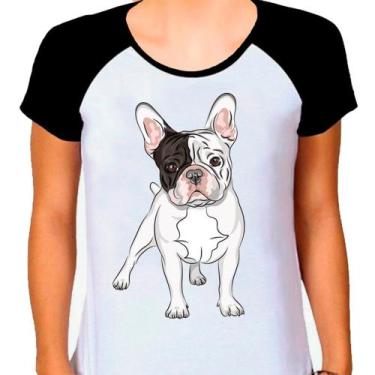 Imagem de Camiseta Raglan Buldog Francês Cachorro Pet Dog Branca Fem04 - Design