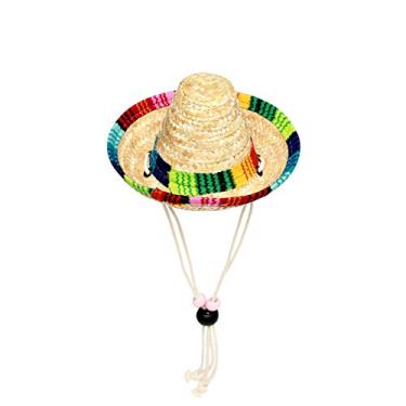 Imagem de Dervonuns chapéu sombrero para cães, mini chapéu de palha mexicano para animais de estimação chapéus de aniversário e decoração de festa mexicana