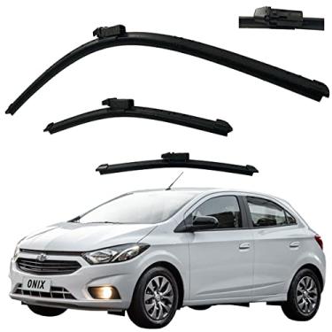 Imagem de Kit 3 Palheta Parabrisa Compatível com Onix 2012 á 2018 Limpador Parabrisa Dianteiro e Traseiro