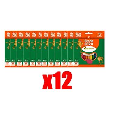 Imagem de Kit 12 Pacotes Giz De Cera 12 Cores Cada