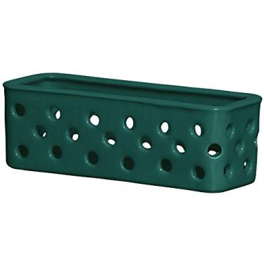 Imagem de Cestinha Alta Retangular Vasada Ceramicas Pegorin Verde Escuro