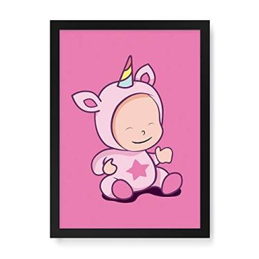 Imagem de Arte Maníacos Quadro Decorativo Babycórnio Feliz 2 - 23x16,25cm (Moldura caixa em laca preta)