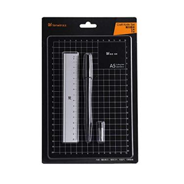 Imagem de Faca de entalhe Legou para projetos de arte, scrapbook e faça você mesmo com 8 lâminas sobressalentes preta A5